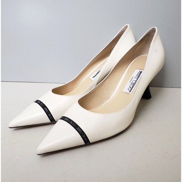 Jimmy Choo Shoes - Jimmy Choo Rene Pointed Toe Pumps Cream Leather Size 40